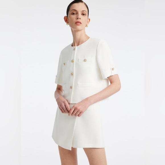 NWT GOELIA White Acetate Shorts Size M - Picture 6 of 8